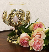 Бокал для коньяка Классик с натуральным камнем "Розовый кварц" 420 мл в деревянной шкатулке