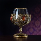 Бокал для коньяка Классик с натуральным камнем "Сердолик" 420 мл в деревянной шкатулке