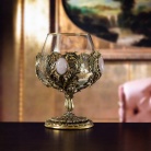 Бокал для коньяка с натуральным камнем Розовый кварц 420 мл в подарочной коробке