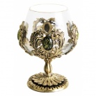 Бокал для коньяка с искусственным камнем (Янтарь зеленый)  в подарочной коробке