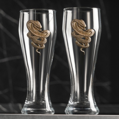 Набор 2 бокала для пива "Кобра", в подарочной коробке