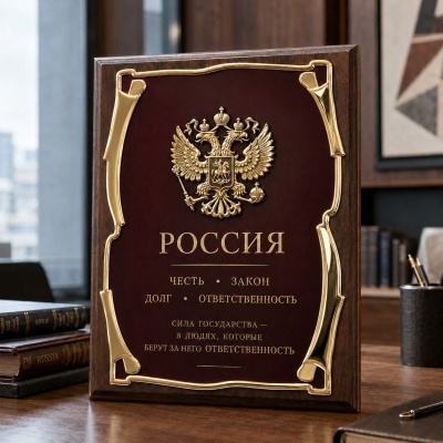 Панно подарочное Герб России в подарочной коробке