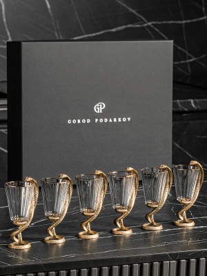 Набор 6 лафитников "Змея", в  черной подарочной уп., ключница