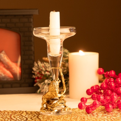 Подсвечник со статуэткой Лев на ветке в транспортной коробке