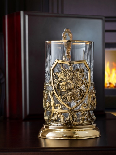 Подстаканник ручной работы "Георгий Победоносец",в деревянной шкатулке