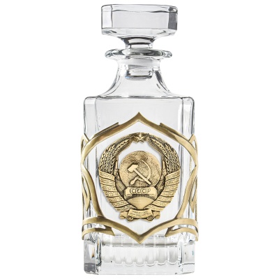 Набор "Великая Россия": 4 бок.для виски "Квадро",Штоф "TImeless",накл."Герб СССР",кам/меш.,черн.уп