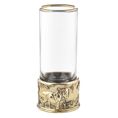 Набор из 2-х стопок Патрон Буйвол и Медведь с латунным основанием в подарочной коробке