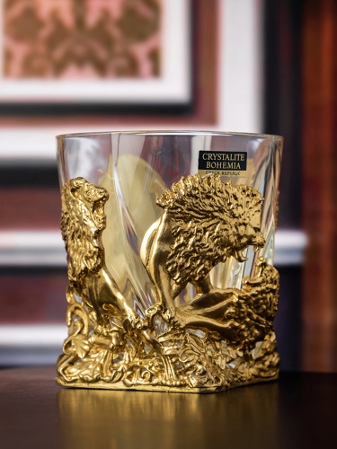 Бокал для ВИСКИ ручная работа Львы в подарочной упаковке