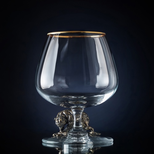 Набор из 2-х бокалов для коньяка "Медведь Гризли" в черной подарочной коробке