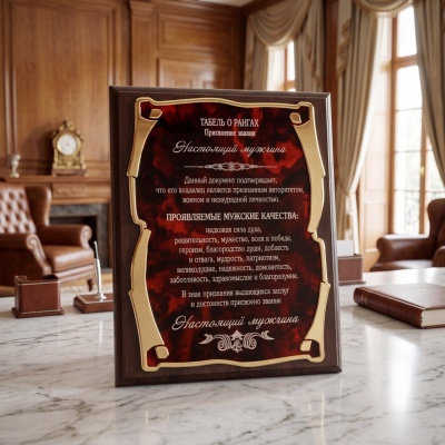 Плакетка наградная "Настоящий мужчина" - Золотая серия