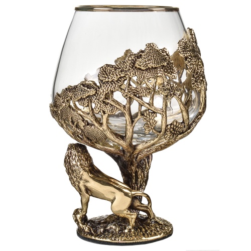 Набор 2 бокала для коньяка (R) "Лев" , черная подарочная упаковка