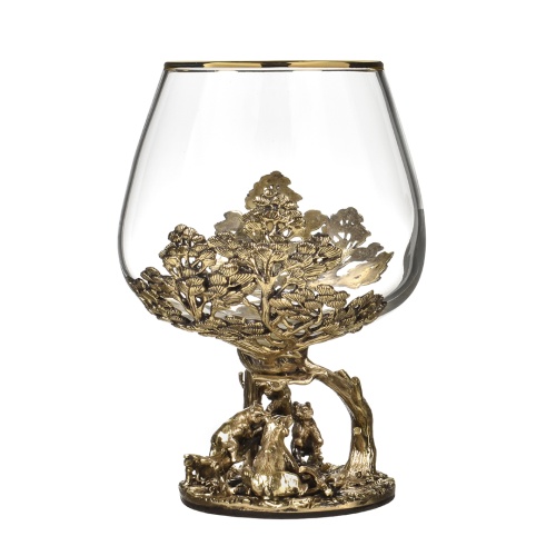 Набор 2 бокала для коньяка "Волки" и "Медведи", в коробке из дизайнерского картона