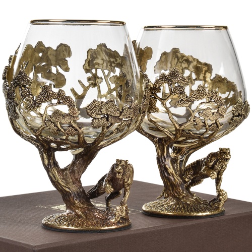 Набор 2 бокала для коньяка "Тигр", в коробке из дизайнерского картона