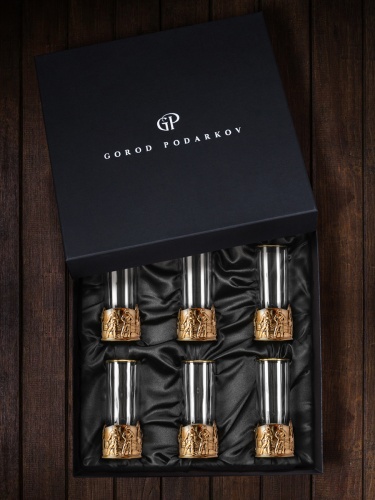 Набор 6 стопок патрон Профессии "Нефтяник", в черной подарочной упаковке