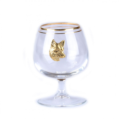 Набор из 6-ти бокалов для коньяка с накладкой Звери (латунь) в подарочной коробке с накладкой