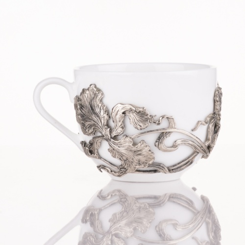 Чайная пара Ирис нейзильбер в черной подарочной коробке