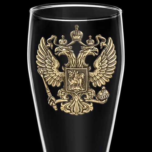 Набор 2 бокала для пива, накл. "Герб РФ и СССР" ВЕЛИКАЯ РОССИЯ ,в ч/б коробке