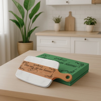 Разделочная доска подарочная "Дом там, где мы вместе!" в подарочной коробке