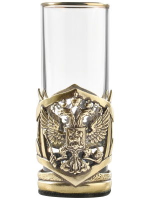 Набор 6 стопок Патрон "Герб РФ",Штоф "Timeless" накл. "Герб,эмаль"в черной под.коробке