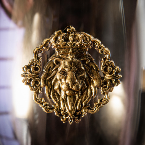 Набор 2 бокала для коньяка  с накл."Лев и Львица Царские" в черной подарочной коробке