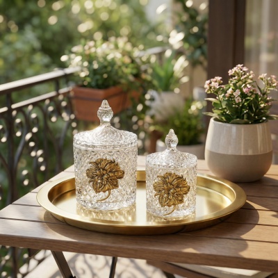 Набор Пионы: две шкатулки большая и малая с накладками Пион в черной подарочной коробке