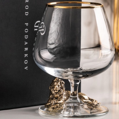 Подарочный бокал для коньяка "Лев лежачий" в подарочной коробке
