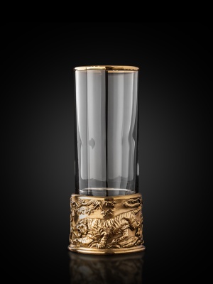 Набор из 2-х стопок Патрон Тигр и Медведь с латунным основанием в подарочной коробке