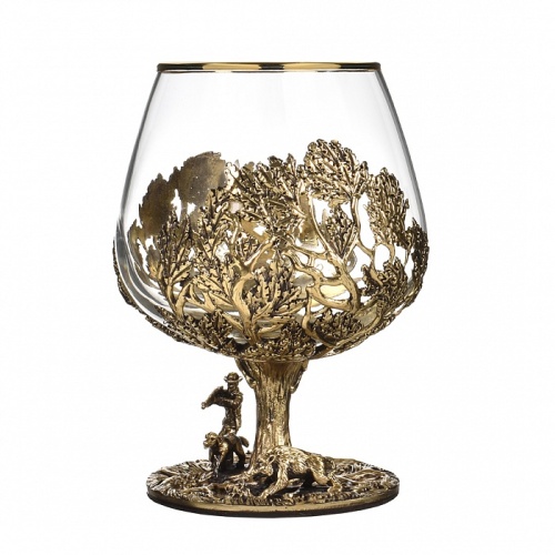 Набор 2 бокала для коньяка "Охота на Кабана" и "Охота на Лося", в шкатулке из массива