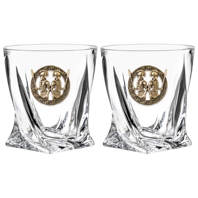 Набор 2 бокала для виски с накладкой "Близнецы", в коробке из дизайнерского картона