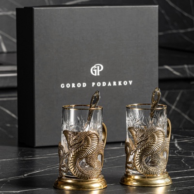 Набор 2 подстаканника "Змея", в коробке из дизайнерского картона