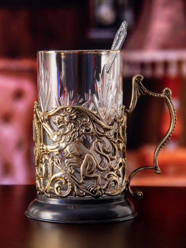 Подстаканник ручной работы С Юбилеем 75 лет в черной подарочной упаковке