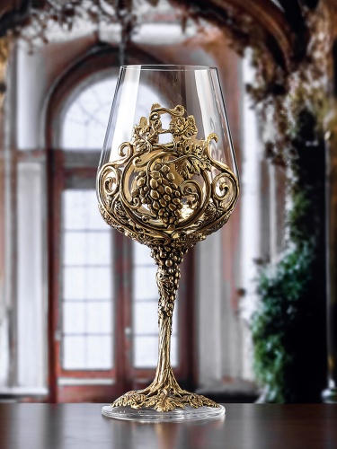 Набор 4 бокала для вина "Лоза Роял", в деревянной шкатулке