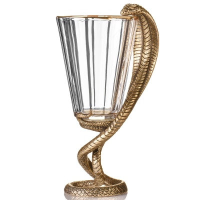 Набор 4 бокала для коньяка и 6 лафитников "Змея", в шкатулке из массива