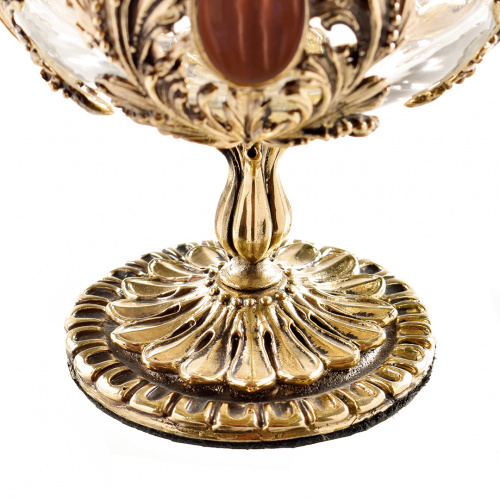 Набор 2 бокала для коньяка с камнем "Кошачий глаз", в шкатулке из массива