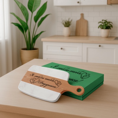 Разделочная доска подарочная "Я люблю тебя, Дедушка!" в подарочной коробке