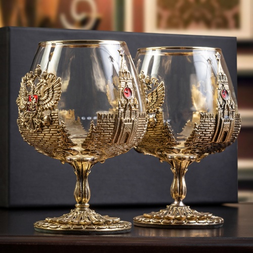 Набор 2 бокала для коньяка "Россия", в коробке из дизайнерского картона