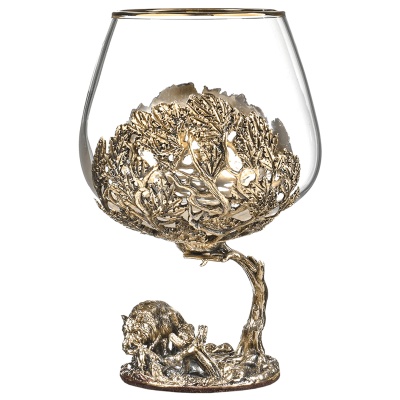 Набор 2 бокала для коньяка "Кабан", в шкатулке из массива