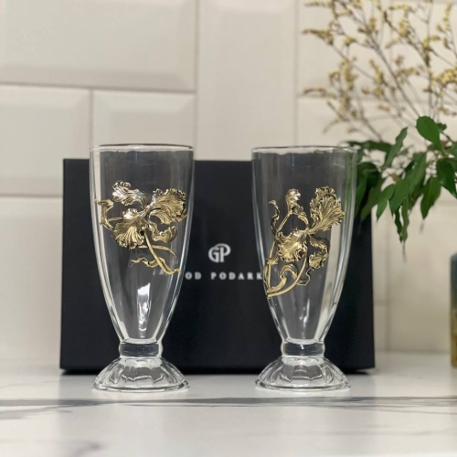 Набор для коктейлей и смузи: 2 бокала с накладками Ирис в черной коробке