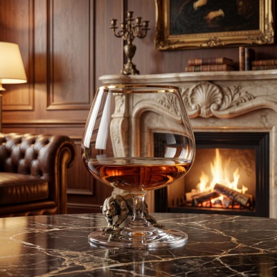 Подарочный бокал для коньяка "Медведь Гризли" в подарочной коробке