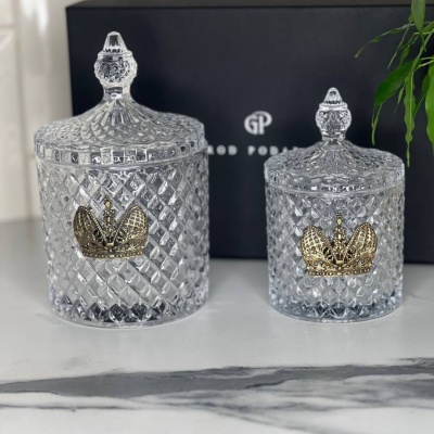 Набор Корона: две шкатулки большая и малая с накладками Корона в черной подарочной коробке