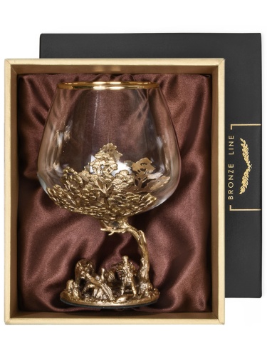 Бокал для коньяка Охота на Медведя 420 мл в подарочной коробке
