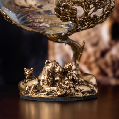 Набор 2 бокала для коньяка "Львица со львятами", в шкатулке из массива