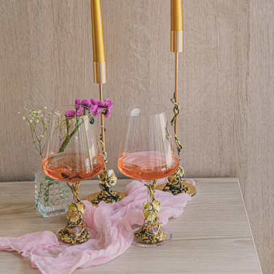 Подарочный набор из 2 бокалов для вина "Орхидея" в картонной коробке