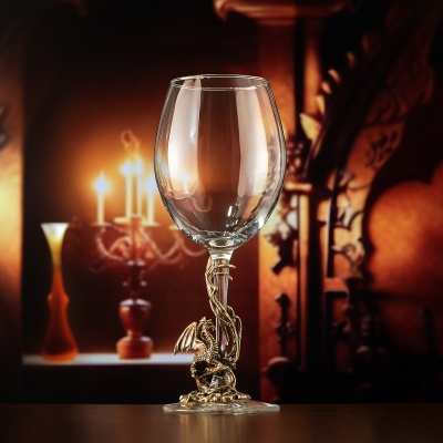 Набор 2 бокала для вина "Дракон и Дракониха",(со статуэткой на ножке),в подарочной коробке