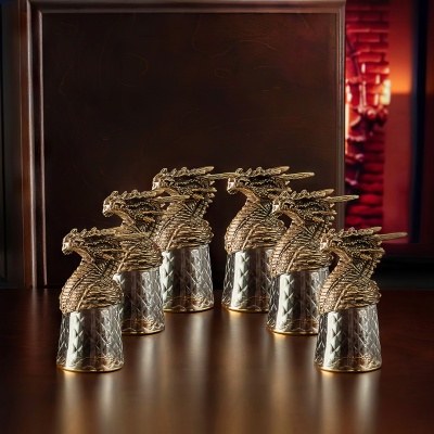 Набор 6 стопок-перевертышей  "Дракон",в деревянной шкатулке