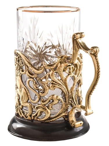 Подстаканник ручной работы С Юбилеем 80 лет в черной подарочной упаковке