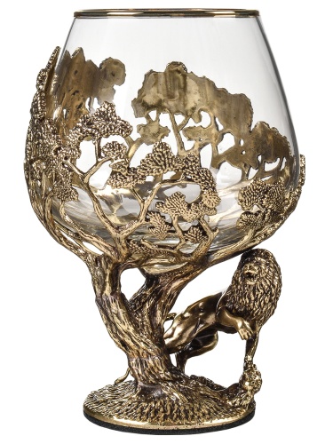 Набор 2 бокала для коньяка(R) "Лев/Львица",в черной подарочной упаковке.