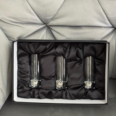 Набор из 3-х стопок Сиде с накладками Герб РФ в черной подарочной коробке  