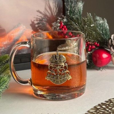 Стеклянная кружка Нордик с накладкой Глава семьи в упаковке Домик