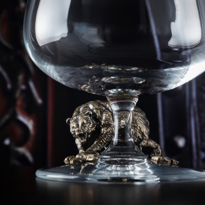 Набор из 2-х бокалов для коньяка "Медведь Гризли" в черной подарочной коробке